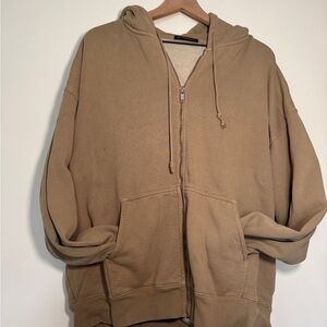 Brandy Melville Oversized Tan Zip Up